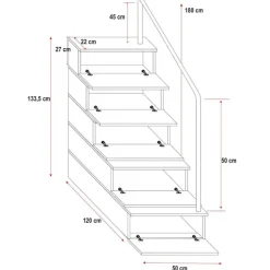 Letto a soppalco con armadio 254x120cm bianco grigio Simone Gihome®