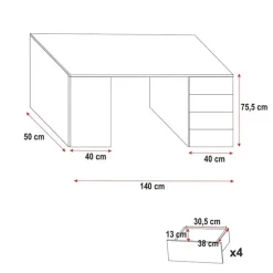 Letto a soppalco con armadio 254x120cm bianco rosa Simone Gihome®