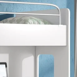 Letto a soppalco con armadio 324x180cm bianco rosa 2 letti Diego Gihome®