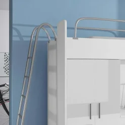 Letto a soppalco per bambini con armadio 204x86cm bianco Luca