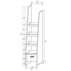 Letto a soppalco 204x120cm destra bianco pino grafite Dollie Gihome®