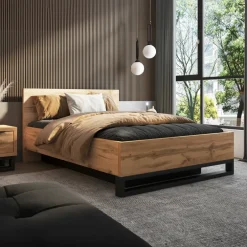 Letto contenitore alla francese 140x200cm rovere nero Petra