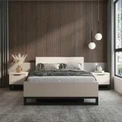 Letto contenitore alla francese 140x200cm beige cashmere Petra