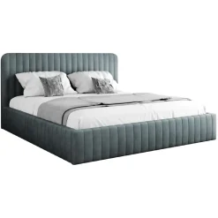 Letto contenitore alla francese 140x200cm imbottito velluto grigio scuro Poffi