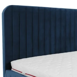 Letto contenitore alla francese 140x200cm imbottito velluto blu Poffi