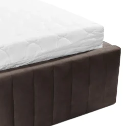 Letto contenitore alla francese 140x200cm imbottito velluto marrone Poffi