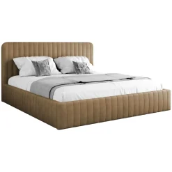 Letto contenitore alla francese 140x200cm imbottito velluto tortora Poffi