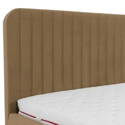 Letto contenitore alla francese 140x200cm imbottito velluto tortora Poffi