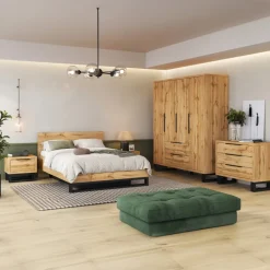 Letto contenitore matrimoniale oversize 180x200cm rovere nero Petra