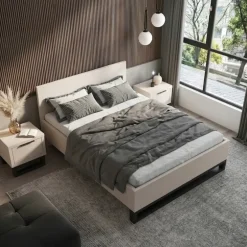 Letto contenitore matrimoniale oversize 180x200cm beige cashmere Petra