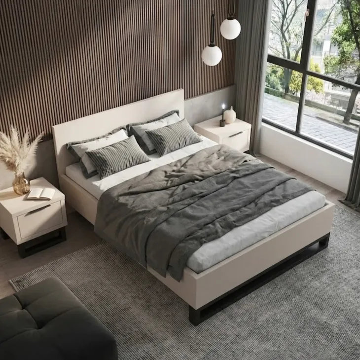 Letto contenitore matrimoniale oversize 180x200cm beige cashmere Petra