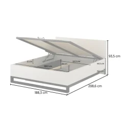 Letto contenitore matrimoniale oversize 180x200cm beige cashmere Petra