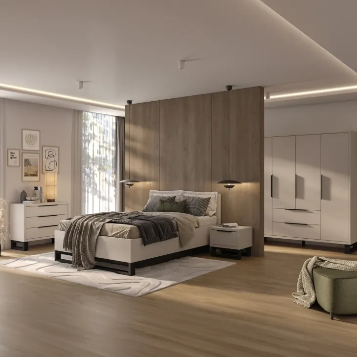 Letto contenitore matrimoniale oversize 180x200cm beige cashmere Petra