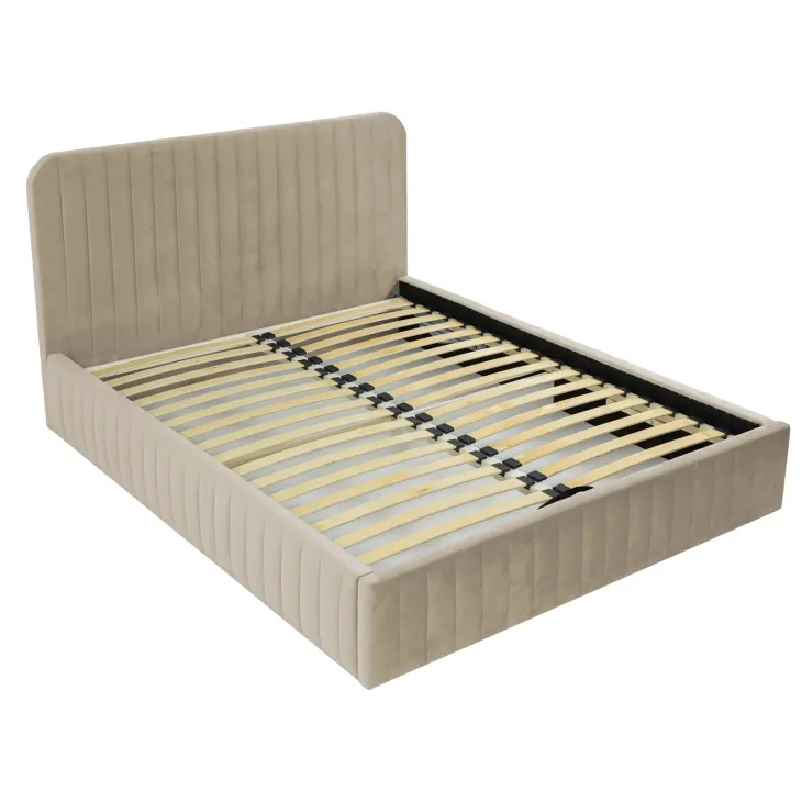 Letto contenitore matrimoniale oversize 180x200 imbottito velluto beige Poffi