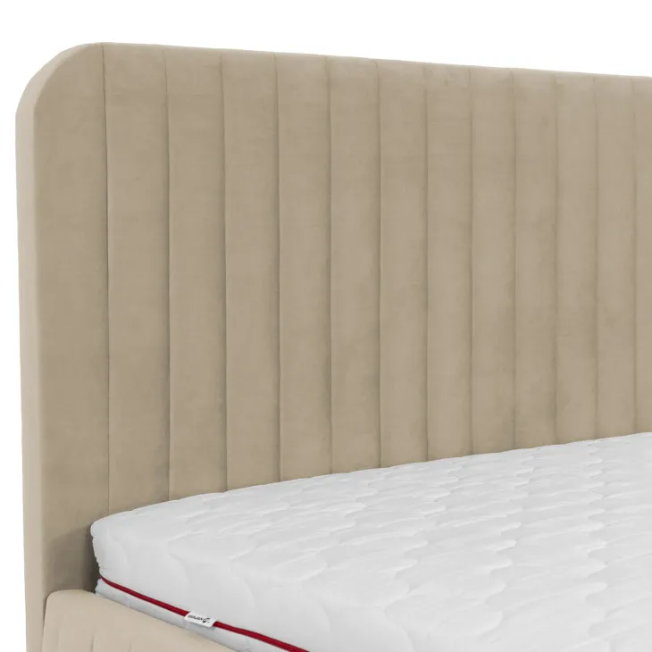 Letto contenitore matrimoniale oversize 180x200 imbottito velluto beige Poffi