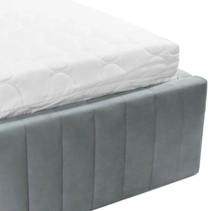 Letto contenitore matrimoniale oversize 180x200 imbottito velluto grigio Poffi