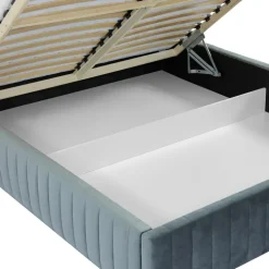 Letto contenitore matrimoniale oversize 180x200 imbottito velluto grigio scuro Poffi