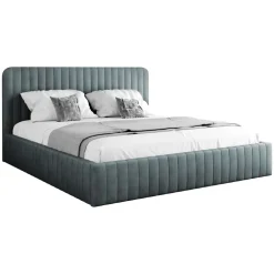 Letto contenitore matrimoniale oversize 180x200 imbottito velluto grigio scuro Poffi