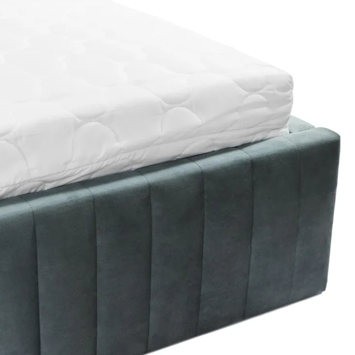 Letto contenitore matrimoniale oversize 180x200 imbottito velluto grigio scuro Poffi