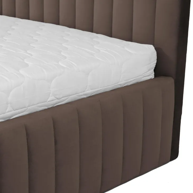 Letto contenitore matrimoniale oversize 180x200 imbottito velluto marrone Poffi
