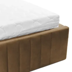 Letto contenitore matrimoniale oversize 180x200 imbottito velluto tortora Poffi