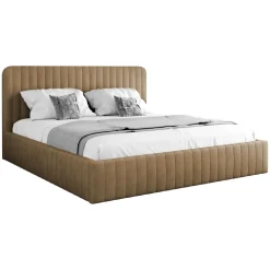 Letto contenitore matrimoniale oversize 180x200 imbottito velluto tortora Poffi