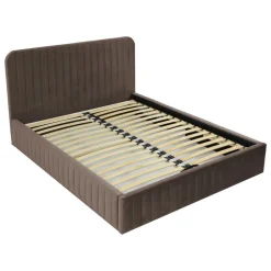 Letto contenitore matrimoniale 160x200 imbottito velluto marrone Poffi