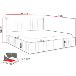 Letto contenitore matrimoniale 160x200 imbottito velluto marrone Poffi