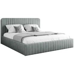 Letto contenitore matrimoniale 160x200 imbottito velluto grigio Poffi