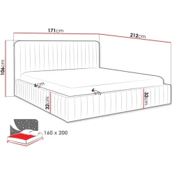 Letto contenitore matrimoniale 160x200 imbottito velluto grigio scuro Poffi