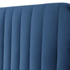 Letto contenitore matrimoniale 160x200 imbottito velluto blu Poffi