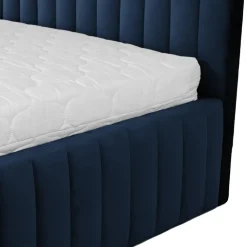 Letto contenitore matrimoniale 160x200 imbottito velluto blu Poffi
