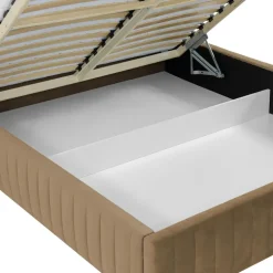 Letto contenitore matrimoniale 160x200 imbottito velluto tortora Poffi