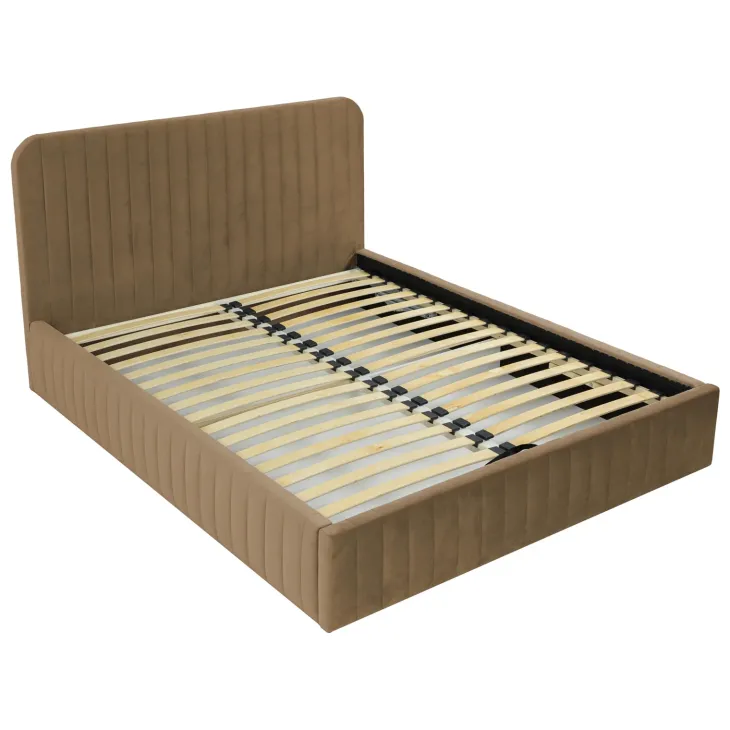 Letto contenitore matrimoniale 160x200 imbottito velluto tortora Poffi