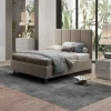 Letto contenitore matrimoniale 160x195 imbottito tessuto tortora SleepSolutions