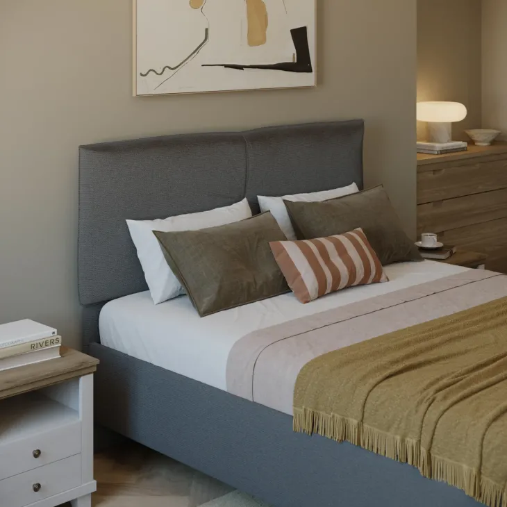 Letto contenitore matrimoniale 160x195cm imbottito tessuto antracite EliteDreams