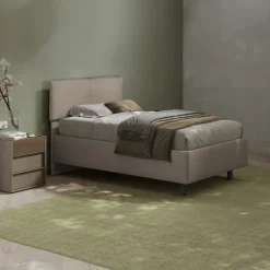 Letto contenitore una piazza e mezza 120x195cm imbottito tessuto tortora EliteDreams