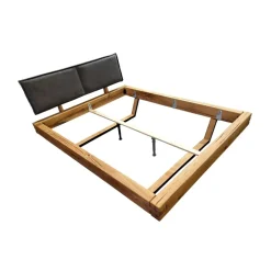 Letto king size 200x200cm testiera imbottita gambe in metallo legno massello rovere antracite Venalia