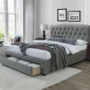 Letto matrimoniale con cassettoni in tessuto 160x200cm grigio Cathedral