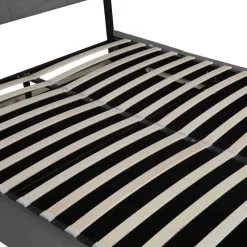 Letto matrimoniale contenitore 160x200 cm imbottito con rete e testiera regolabile grigio scuro Perlier