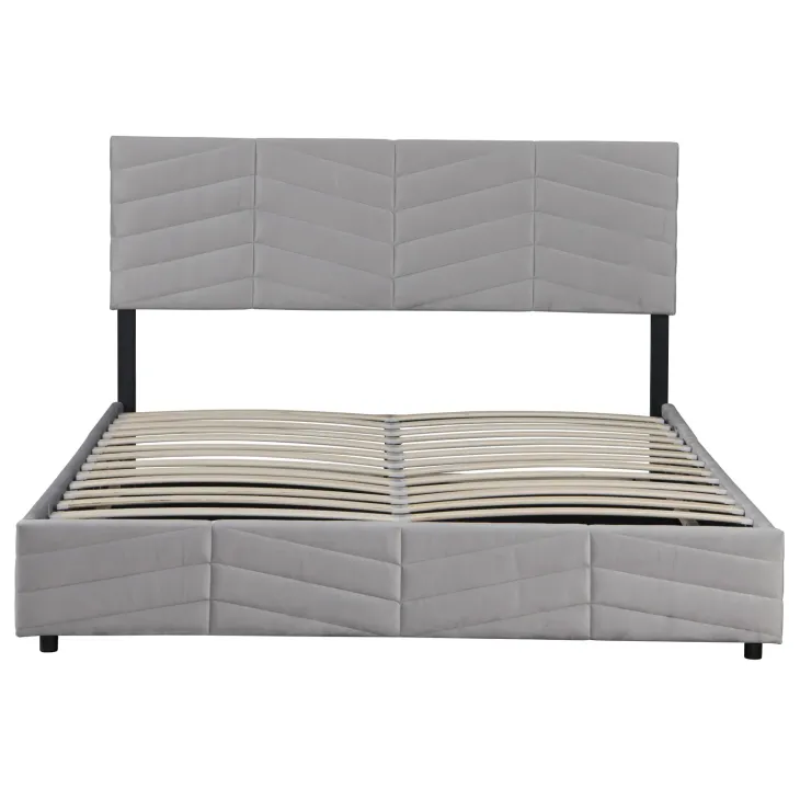 Letto matrimoniale contenitore 160x200 cm imbottito con rete e testiera regolabile grigio Perlier