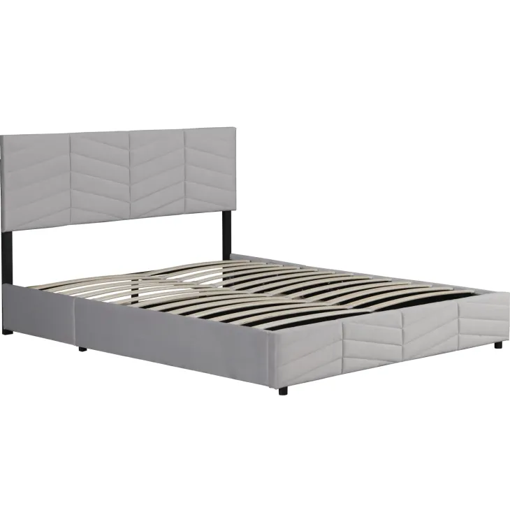 Letto matrimoniale contenitore 160x200 cm imbottito con rete e testiera regolabile grigio Perlier