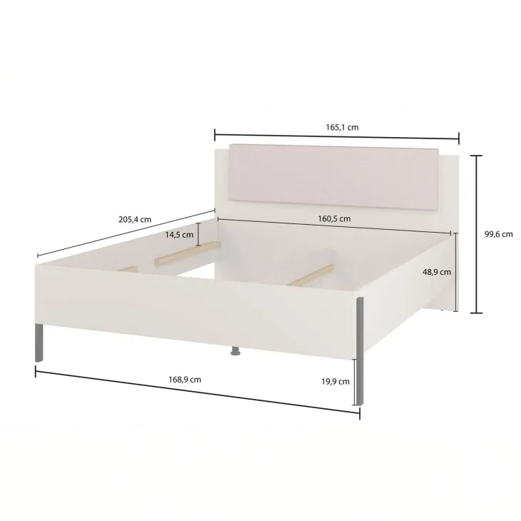 Letto matrimoniale contenitore 160x200cm con rete testiera imbottita beige cashmere Simple