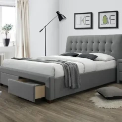 Letto matrimoniale in tessuto con cassettoni 160x200cm grigio Anita Gihome®