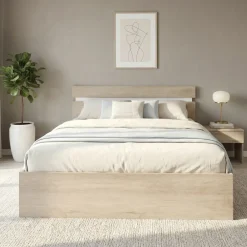 Letto matrimoniale oversize 180x200 cm contenitore rovere bianco lucido Sleepy