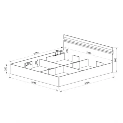 Letto matrimoniale oversize 180x200 cm contenitore rovere bianco lucido Sleepy