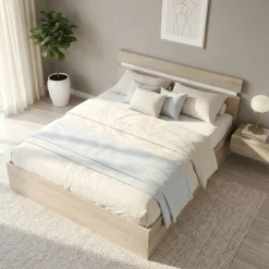 Letto matrimoniale oversize 180x200 cm contenitore rovere bianco lucido Sleepy