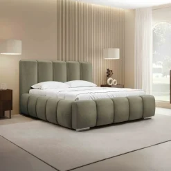Letto matrimoniale oversize 180x200 cm con rete contenitore imbottito verde salvia scuro Cometa