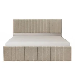 Letto matrimoniale oversize 180x200 cm imbottito con contenitore tessuto beige Emporio