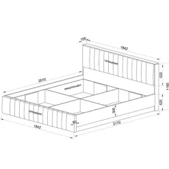 Letto matrimoniale oversize 180x200 cm imbottito con contenitore tessuto beige Emporio